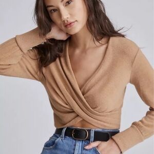 Anthropologie Tan Wrap Blouse